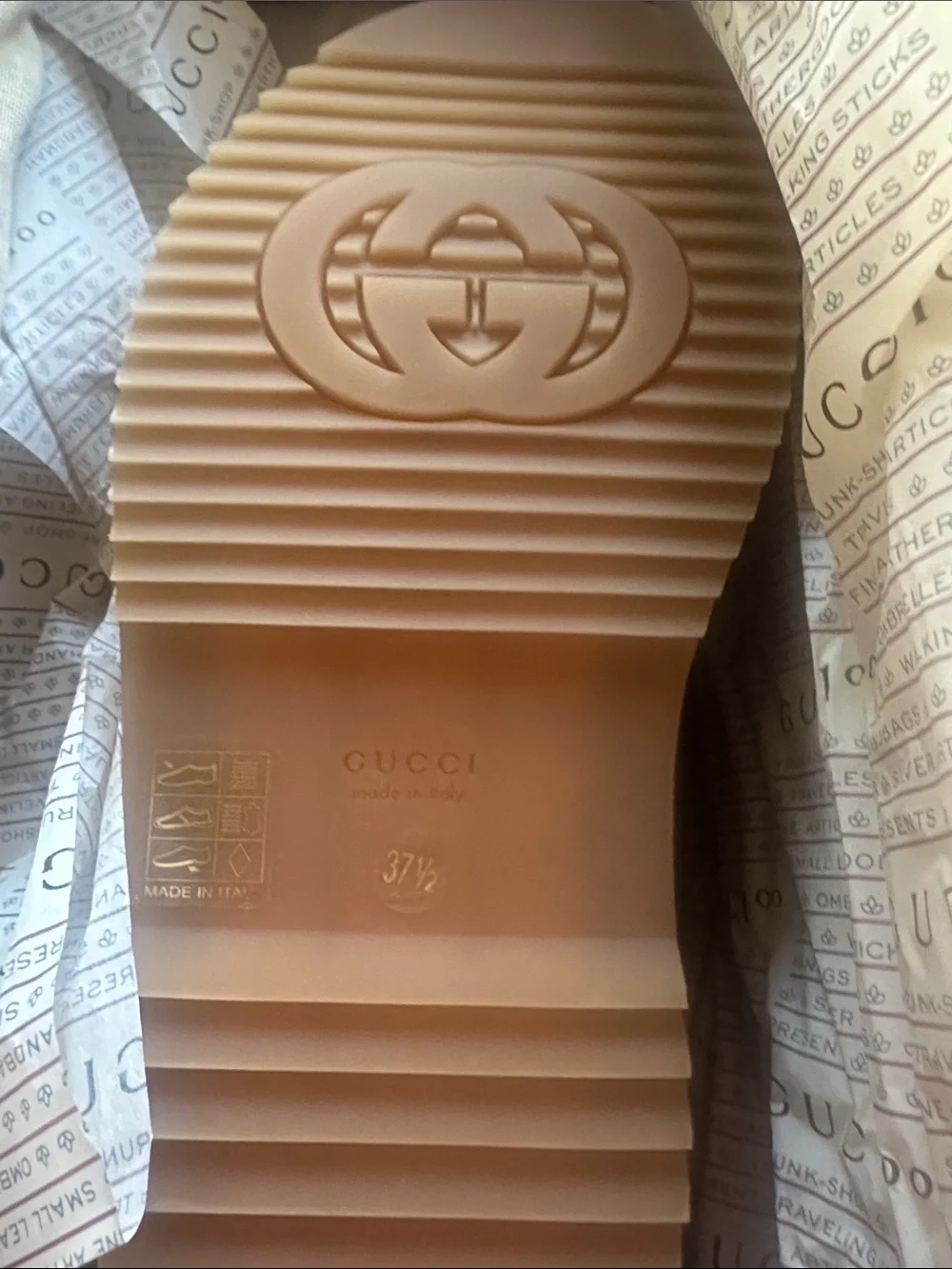 Gucci Beige & Brown GG Canvas Platform Slides